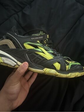Balenciaga Black with Neon Yellow/Green Trail Runner Sneaker